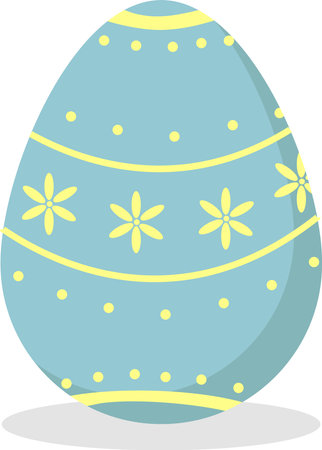 Cute blue Easter egg. Vector illustration of Easter decorative eggs for the spring Christian holiday. Traditional Easter decoration.のイラスト素材