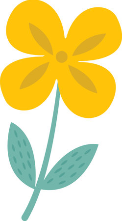 Yellow flower on a white background. Stylized vector flower in cartoon style. Illustration for congratulations on Valentines Day, March 8, weddings, flower design.のイラスト素材