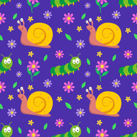 Vector seamless pattern with school accessories, satchel, glasses, paints, notebook, eraser, watch, ruler, scissors.Vector illustration.のイラスト素材