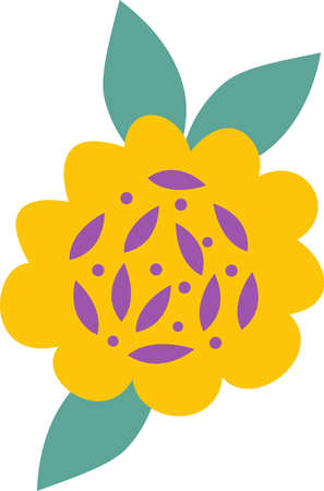 Yellow flower on a white background. Stylized vector flower in cartoon style. Illustration for congratulations on Valentines Day, March 8, weddings, flower design.のイラスト素材