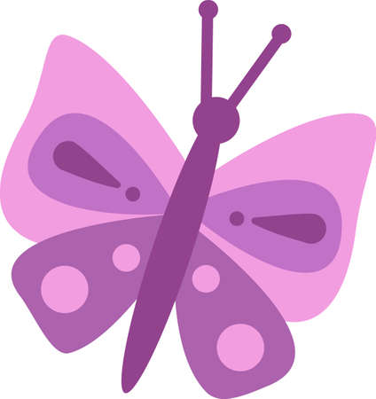 A bright illustration of a purple butterfly on a white backgroundのイラスト素材