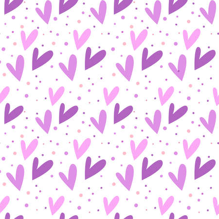 Seamless pattern with purple hearts. Vector layout for lovers.Illustration with the concept of loving hearts for Valentines Day, business advertising,packaging and wrapping paper,wedding,advertising.のイラスト素材