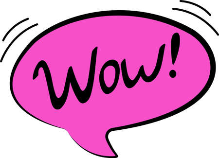 A hand-drawn speech bubble highlighted on a white background.An element of a set of doodles. Vector illustration.The image of the dialogue in bright colors. Thoughts, communication, comments. Wow.のイラスト素材
