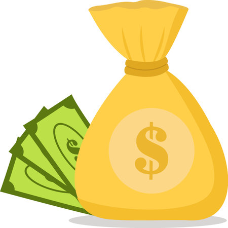 Vector illustration with a bag of money and coins. Money bag template. Making money, saving, investing, web design, business advertising.Vector seamless pattern with a bag of money.のイラスト素材