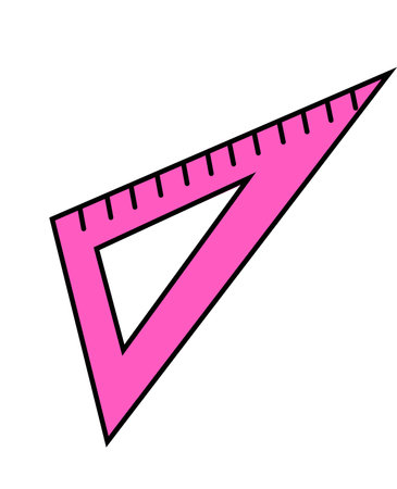 Vector illustration of a pink ruler. A sketch of school subjects. The idea for a logo, drawings, banners, magazines, printing on clothes, advertising, childrens coloring book. Vector illustrationのイラスト素材