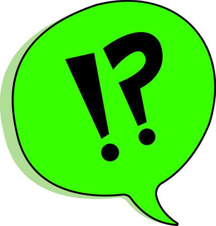 A hand-drawn speech bubble with question and exclamation marks, highlighted on a white background. Vector.The image of the dialog box.Thoughts, communication, comments. Question and exclamation marks.のイラスト素材