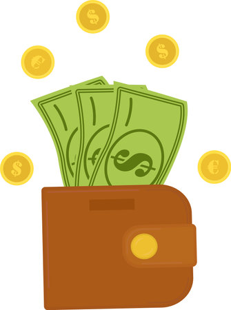Vector illustration with a bag of money and coins. Money bag template. Making money, saving, investing, web design, business advertising.Vector seamless pattern with a bag of money. Vector illustrationのイラスト素材