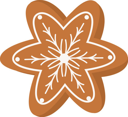 Festive cookies for Christmas. Delicious cookies decorated with icing.Happy New Year decoration. Merry Christmas.Celebrating New Year and Christmas. Vector illustration in a flat style.のイラスト素材