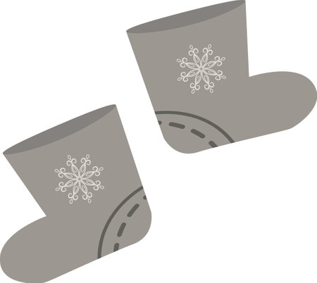 Warm winter boots. Warm winter shoes. Comfortable shoes for winter.Vector hand-drawn illustration in cartoon style. Winter fashion. Christmas accessories. Vector illustrationのイラスト素材