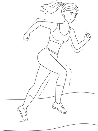 Vector illustration of a woman who runs and trains. Athletic running woman on a white background. Vector illustration. Vector illustrationのイラスト素材