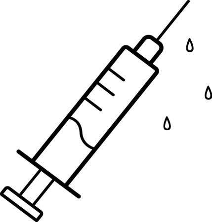 Vector syringe icon. Scientific research element icon for mobile concept and web applications. The syringe icon with a thin line can be used for the Internet and mobile devices on a white background. Vector illustrationのイラスト素材