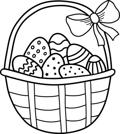 Vector illustration of an Easter egg basket is a coloring book for vector illustration for children. Vector isolated drawing.Postcard.A flat illustration drawn by hand. Vector illustrationのイラスト素材