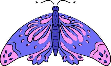 Vector illustration of a bright butterfly on a white background, vector butterfly, logo idea, coloring books, magazines, printing on clothes, advertising. Beautiful butterfly illustration. Vector illustrationのイラスト素材