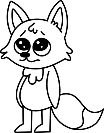 Childrens coloring book "Cute Little fox". Coloring book "Fox". Vector black and white illustration.Vector image formats. Task on the page with sketches for children. Vector illustrationのイラスト素材