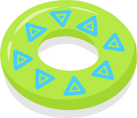 Inflatable floating ring for swimming. Beach rubber lifebuoy for pool and sea. A lifebuoy with a beautiful pattern. Flat vector illustration isolated on a white background. Vector illustrationのイラスト素材