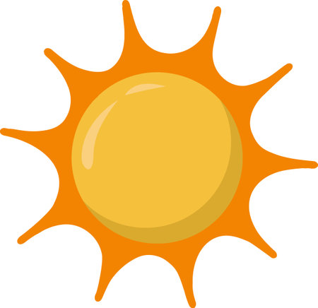 The sun. Yellow icon on a white background. Vector illustration of the sun. Vector illustrationのイラスト素材