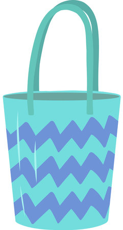 Blue beach bag. A beach bag made of fabric that stands out against a white background. Shopping and leisure bag. Vector illustration. Vector illustrationのイラスト素材