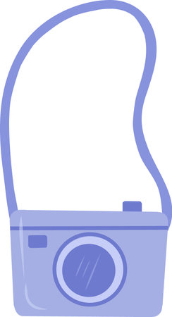 Vector illustration of the camera. Cute retro movie camera. A modern digital device with a vintage-style lens. Vector illustration isolated on a white background. Vector illustrationのイラスト素材