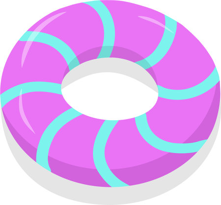 Inflatable floating ring for swimming. Beach rubber lifebuoy for pool and sea. A lifebuoy with a beautiful pattern. Flat vector illustration isolated on a white background. Vector illustrationのイラスト素材
