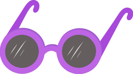 Sunglasses . Vector illustration of purple sunglasses. Modern flat icon in stylish colors. Round glasses. The site page and the design element of the mobile application. Vector illustrationのイラスト素材