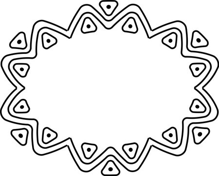 Oval frame in ethnic style. Vector black and white frame. Decorative pattern of ornamental blocks, highlighted on a white background. Space for text. Vector monochrome illustration. Vector illustrationのイラスト素材