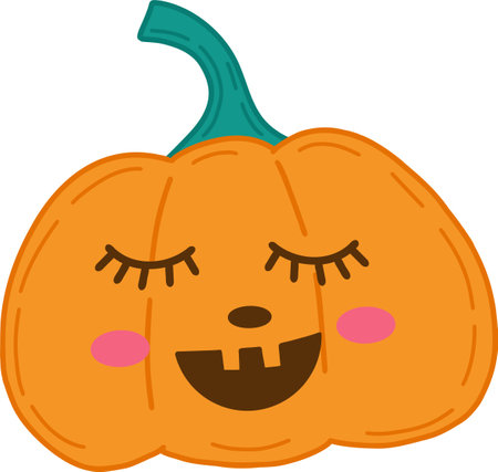 Funny pumpkin for Halloween. Vector illustration of pumpkins highlighted on a white background. An invitation to a Halloween party.A magic collection, a symbol, a talisman. Vector illustrationのイラスト素材