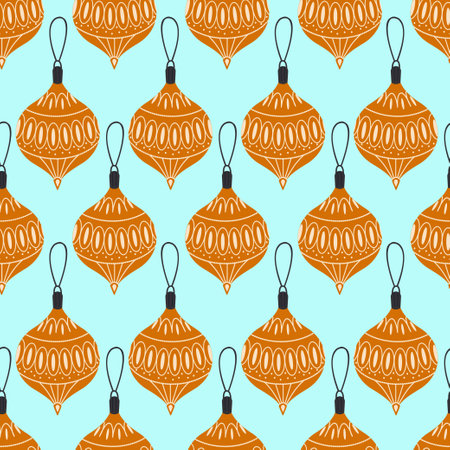 Christmas seamless pattern with toys. Christmas toys for the Christmas tree. Vector illustration. Vector illustrationのイラスト素材