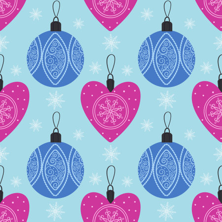 Christmas seamless pattern with toys. Christmas toys for the Christmas tree. Vector illustration. Vector illustrationのイラスト素材