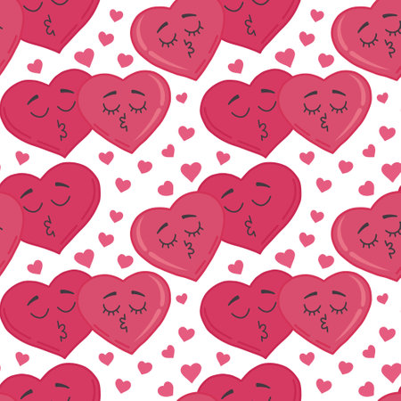 Illustration of lovers hearts, seamless pattern. For wallpaper, wrapping paper, textiles, backgrounds, printed clothes, childrens interior, greeting cards. valentines day. Vector illustrationのイラスト素材