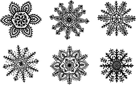 A set of snowflakes. A set of linear icons. Stock illustration. Vector illustration. Vector illustrationのイラスト素材