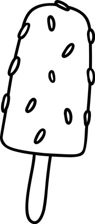 Ice cream on a stick. A black and white sketch on a transparent background. Vector illustration.Sweet food. Perfect for various designs, postcards, decorations, logos, menus. Vector illustrationのイラスト素材