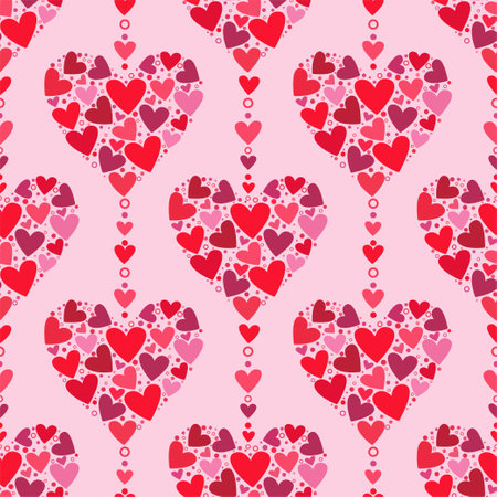 Illustration of a seamless pattern in the form of beautiful hearts. Cute romantic print with beautiful hearts. The texture of the festive background for Valentine's day, romantic wedding design. Vector illustrationのイラスト素材