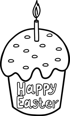 An illustration of an Easter cake with a candle. A vector illustration drawn by hand. Easter...