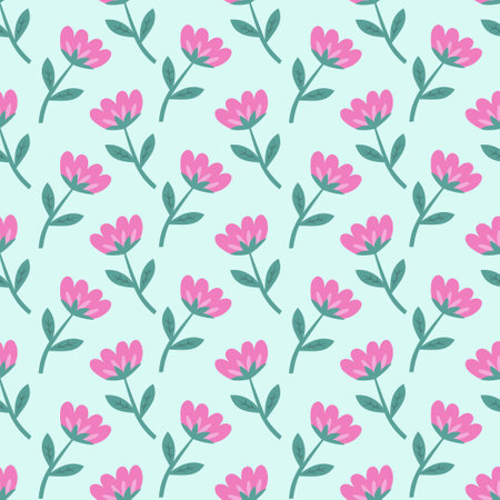 Vintage seamless floral pattern. A background of bright colors on a green background. Vector graphics for printing on surfaces and web design. Vector illustrationのイラスト素材