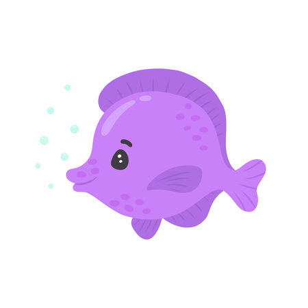 Illustration of exotic fish 2. Colorful marine fish, inhabitant of the tropical ocean. Cute underwater and aquarium animals and goldfish. Vector isolated character illustration. Vector illustrationのイラスト素材