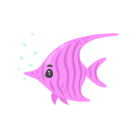 Illustration of exotic fish 2. Colorful marine fish, inhabitant of the tropical ocean. Cute underwater and aquarium animals and goldfish. Vector isolated character illustration. Vector illustrationのイラスト素材