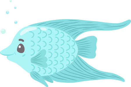An illustration of an exotic fish. Colorful marine fish, inhabitant of the tropical ocean. Cute...