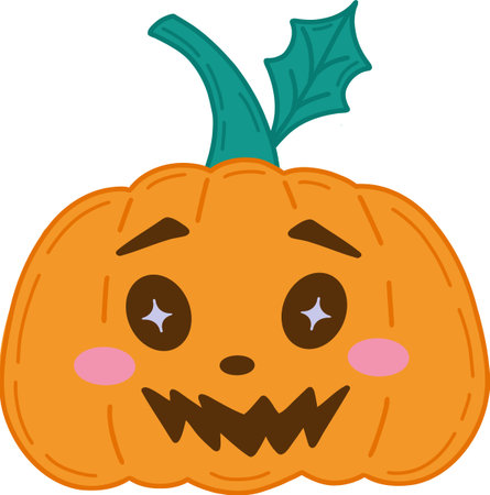 Funny pumpkin for Halloween. Vector illustration of pumpkins highlighted on a white background. An invitation to a Halloween party.A magic collection, a symbol, a talisman. Vector illustrationのイラスト素材