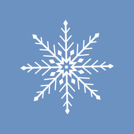 Beautiful snowflake on a blue background. Vector image of a white snowflake on a blue background, representing winter, snowstorm, blizzard on a blue background. Vector illustrationのイラスト素材
