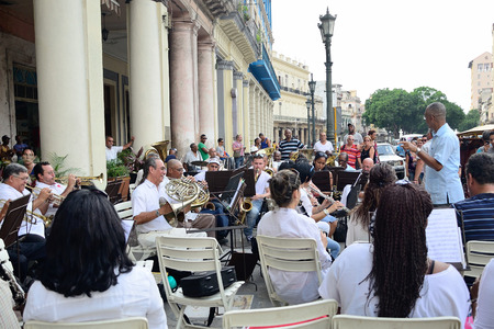 The conductor with brass band in Havanaのeditorial素材