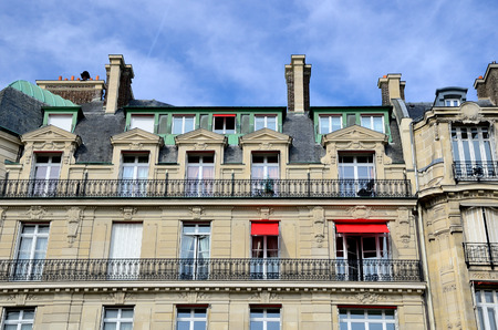 Facade in a building in Parisの写真素材