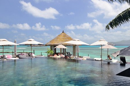 La Digue, Seychelles - September 1, 2013.Hotel Le Domaine de L`Orangeraie.のeditorial素材