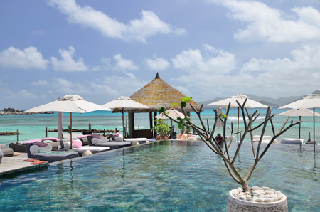 La Digue, Seychelles - September 1, 2013.Hotel Le Domaine de L`Orangeraie.のeditorial素材