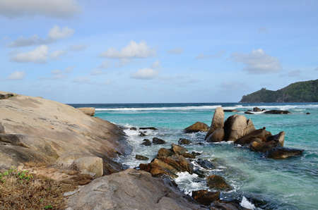 Rock coastline in Seychellesの写真素材