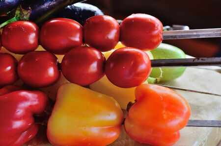 Ready for barbecue vegetables.の写真素材