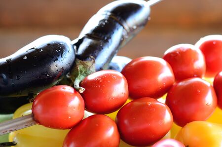 Ready for barbecue vegetables.の写真素材