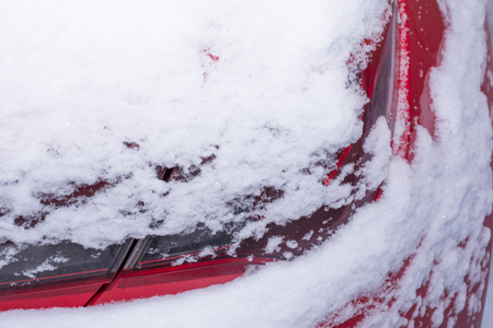 car under snow lightの写真素材