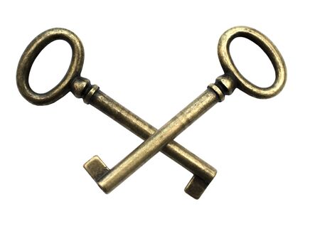 two keys isolated on white backgroundの写真素材