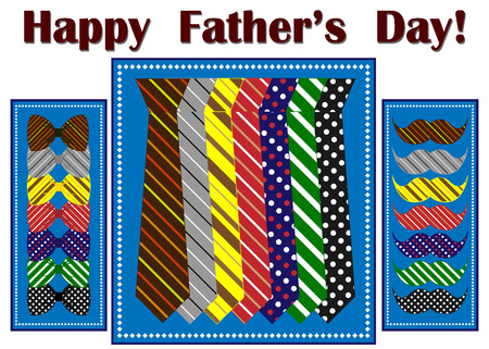 Vector pattern. Tie, bow, mustache. Design for Father's Day congratulation card.のイラスト素材