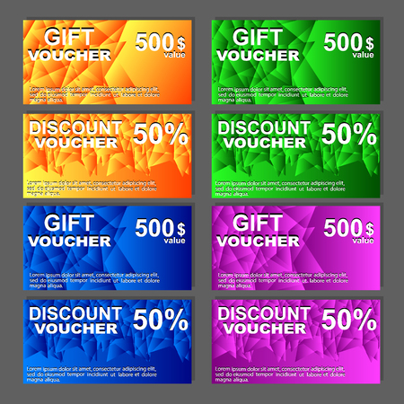 Collection, set of gift vouchers and discount vouchers. Vector illustration.のイラスト素材